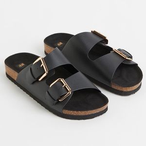 H&M Two Strap Slides Size 9 in Black